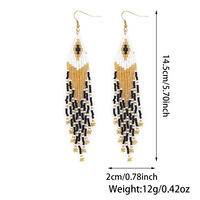 Anting-anting rumbai manik-manik Boho Go2boho untuk wanita anting-anting menjuntai pinggiran panjang buatan tangan hadiah perhiasan pernyataan etnik