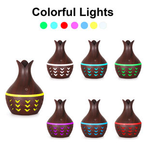 เครื่องกระจายน้ำมันหอมระเหยลายไม้ 300 มล. พร้อมไฟ LED และฟังก์ชั่นเพิ่มความชื้น สำหรับใช้ในบ้านและสำนักงาน ใช้พลังงานจาก USB และมีฟังก์ชั่นตั้งเวลา - Product Image 4