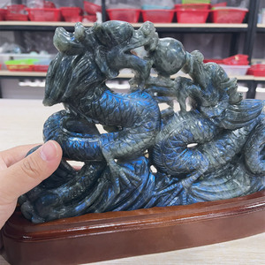 Sculture di Draghi in Labradorite Naturale, Nuovo Stile, Sculture Lucide di Alta Qualità, Marca YINGLAI, Pietra Naturale Levigata con Proprietà Curative - Product Image 4