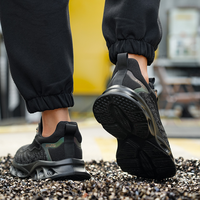 8844-1 Harga Grosir Sepatu Safety Ringan dengan Sol EVA untuk Pria Bengkel, Sepatu Safety Berujung Baja yang Nyaman dan Bernapas