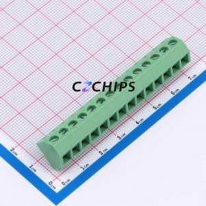 DB127S-5.0-14P-GN-S Screw Terminal Block Through hole Component (THT),P=5mm Connector 1x14P 5mm Green Through Hole - Product Image 1