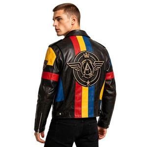 Chaqueta de Motociclista de Cuero de Cerdo Transpirable OEM para Hombre, Estilo Clásico de Motocicleta, Impresión de Serigrafía, Logotipo Personalizado, Ropa Urbana de Cuero - Product Image 2