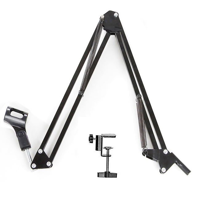 Professional Recording Scissor Arm Microphone Stand Long Arm Condenser Microphone Holder for Studio Live Broadcast Rayyu NB-35