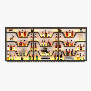 कारखाने से बने लोहे की कला दीवार-माउंटेड वाइन रैक, दीवार-माउंटेड वाइन स्टैंड, रेस्तरां पेय प्रदर्शन के लिए भंडारण रैक. - Product Image 6