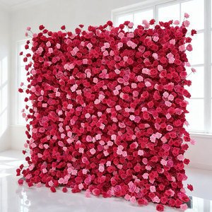 Pannello Floreale Artificiale in Seta GNW, 8x8 Piedi, Sfondo <span class=keywords><strong>con</strong></span> Rose Rosse per Matrimoni, Vendita all'Ingrosso - Product Image 1