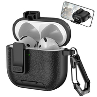 Casing kulit kasar untuk Airpods Pro 3, aksesori Anti jatuh kunci aman penutup casing pelindung tahan guncangan dengan gantungan kunci