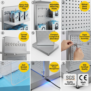 Expositor Metálico para Accesorios de Celulares, Panel Perforado, Estante de Venta al por Menor, Estación de Carga para Auriculares, Aluminio, POS, FSDU, Vitrina, Logotipo Personalizado - Product Image 5