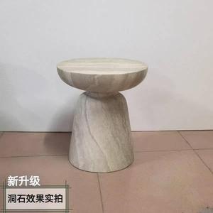 Mesa de Centro Redonda de Fibra de Vidrio con Forma de Travertino, Estilo Wabi Sabi, Minimalista, Moderna y Lujosa, para la Sala de Estar - Product Image 2