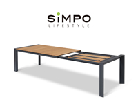 Ensemble de salle à manger d'extérieur moderne haut de gamme SIMPOLIFESTYLE NOA, en aluminium et teck, extensible, résistant aux UV, pour hôpitaux et hôtels