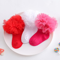 Chaussettes à la cheville en dentelle de coton biologique blanches pour petites filles, chaussettes à la cheville en coton biologique pour tout-petits, chaussettes à la cheville à volants pour enfants