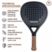 Raket Padel Serat Karbon 3K Profesional Terbaru Grosir, Kualitas Premium, Logo Custom, Permukaan 3D, Inti EVA Lembut Tahan Lama