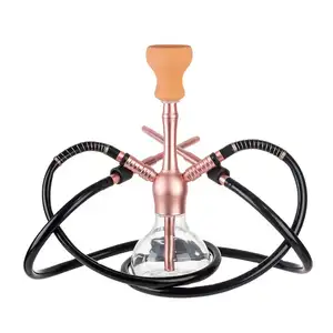 Nieuwe Aankomst Groothandel Goede Kwaliteit Roze Glas Metaal Shisha Hookah Set Fles Shisha Hookah