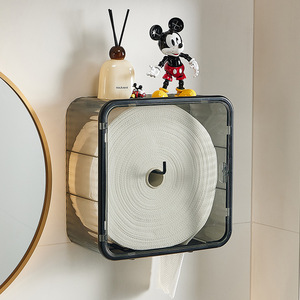 Wall Mounted Toilet Paper Holder Waterproof No Drill Storage Rack Large Roll Dispenser Rectangular Tissue Box Bathroom Use - Product Image 2