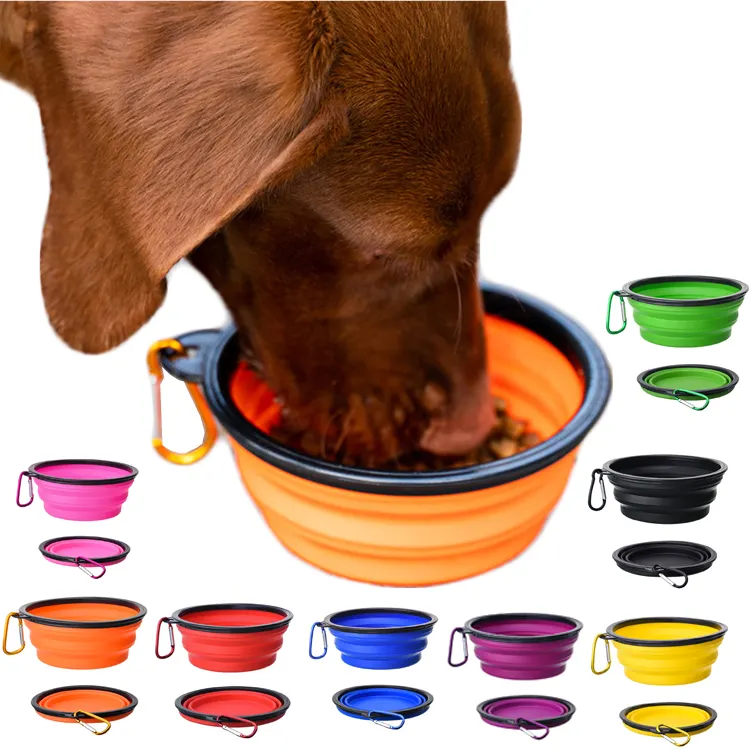 1000 650ml Portable Personalized Collapsable Plastic Pet Bowl Rubber Water Bowls for Cats Dogs silicone collapsible pet bowl