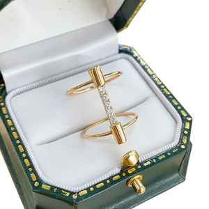 Anillo de Diamantes de Oro Amarillo de 18K para Mujer, Corte Brillante Redondo, Joyería de Cóctel - Product Image 1