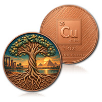 Assortiment en vrac de pièces de monnaie en cuivre fin 999 de 1 oz, motif Arbre de Vie Yggdrasil, pièce ronde 3D colorée