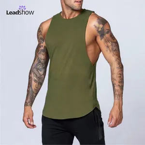 Custom Logo Zwarte Tank Top Fitness Slijtage Mannen Eco Vriendelijke Bamboe Tee Shirts Workout Kleding Plus Size Sport Gym Mannen vesten