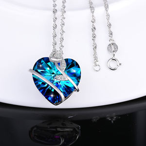 Kadın hediyeler romantik kristal kalp rodyum kaplama Charm kolye gümüş gül kolye 925 - Product Image 3