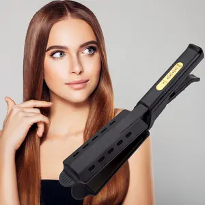 Leeons Wide Plate Titanium Hair Straightener Ceramic Portable Electric Traveling Flat Iron Private Label