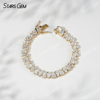 Starsgem 21.57 karat 5*7mm Armut Kesim D Renk DEF VS VS Laboratuvarda Yetiştirilmiş Elmas 18 Ayar Som Altın Unisex Trend Bileklik