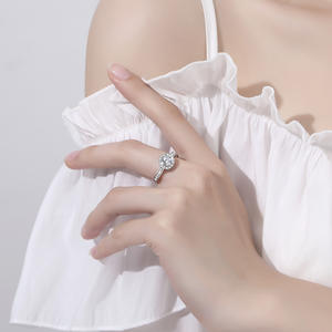 Kalite 925 gümüş takı kadın nişan 1 karat söz beyaz altın Gra sertifikalı mozanit yüzük takı - Product Image 6