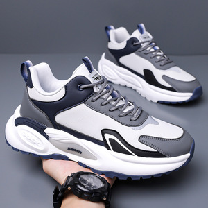 Baskets Chunky pour Hommes à Bout Rond, Tige Synthétique, Semelle Extérieure en Caoutchouc, Semelle Intermédiaire EVA Amortie, Doublure Douce, Chaussures de Sport à Lacets pour l'Automne - Product Image 4