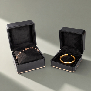 Coffret à bijoux Zebopak en cuir PU noir avec finition dorée pour bagues et colliers – Collection Cadeau de Noël – Fournisseur - Product Image 2