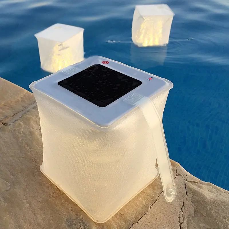 Luz inflable Solar LED plegable para exteriores, faroles de Camping con cargador de teléfono 2 en 1, a prueba de agua