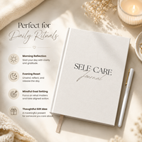 Carnet de soins personnels personnalisé, couverture rigide en lin, couverture unie crème, minimaliste, élégant, cadeau, marque privée, prêt à la vente en gros