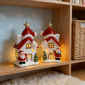 Luces <span class=keywords><strong>de</strong></span> Gnomo <span class=keywords><strong>de</strong></span> Santa Claus y <span class=keywords><strong>Muñeco</strong></span> <span class=keywords><strong>de</strong></span> <span class=keywords><strong>Nieve</strong></span> Pintadas en Terracota - Adornos Decorativos Navideños para el Hogar con Brillo LED - Product Image 5