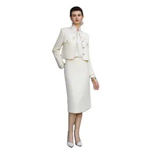 यूरोपीय शैली की पोशाक महिला स्कर्ट सूट टेवीड ब्लेजर को कार्यालय महिला के लिए दो टुकड़े - Product Image 1