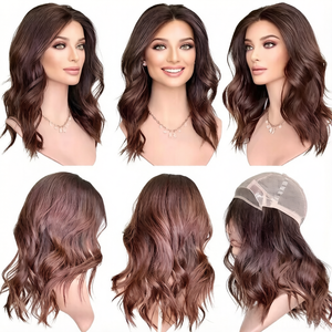 Parrucca Frontale in Pizzo Europeo Vergine Personalizzata, Trasparente, con <span class=keywords><strong>Capelli</strong></span> Umani Ondulati, Pre-Pizzicata, Senza Colla, con Baby Hair - Product Image 6