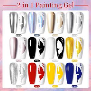 BORN PRETTY No Wipe Painting Nail Gel Logotipo personalizado Alto pigmento One Stroke Gel Paint Nail Art para dibujar Striper Liner Floral - Product Image 2