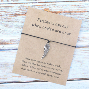 Fare UNA Carta di Desiderio di Angelo Custode Ala Del Polsino Del Braccialetto di Fascino Fortunato <span class=keywords><strong>Fortuna</strong></span> Braccialetto per le Donne Degli Uomini di Amicizia - Product Image 2