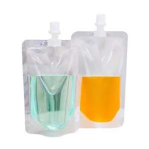 BPA Free Liquid Pouches Transparent Juice Drinking Packaging Clear Plastic Bag Drink Stand Up Pouch with Spout