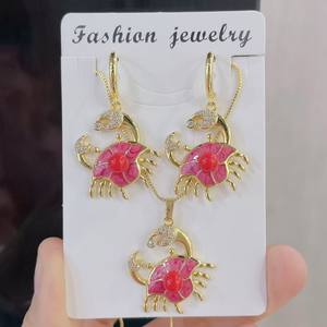 Ht0001 Oceanic Creature 18K Gold <span class=keywords><strong>Crab</strong></span> Set Sieraden, Oorbellen, Hanger, Ketting Charme Sieraden Voor Dames Om Te Dragen. - Product Image 4