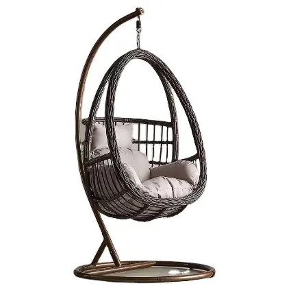 뜨거운 판매 수제 접이식 등나무 스윙 의자 새로운 디자인 야외 현대 가구 현대 철 프레임