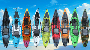 Kayak de pêche à pédales avec 4 poignées, moteur électrique de 12 pieds, bateau à rames, avec 1 pièce, support de canne à pêche - Product Image 2