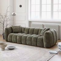 Canapé en tissu style crème en fausse fourrure d'agneau compressé sous vide pour petit appartement, fauteuil d'exportation