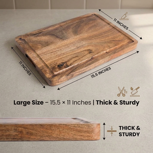 Planche à découper en bois avec poignée, planche à découper rectangulaire, grande planche de préparation et de service pour la cuisine, la maison, les restaurants et la vente au détail - Product Image 1