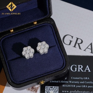 Fashion Style 925 <b>Silver</b> VVS Moissanite Side‑Set Flower Shaped <b>Stud</b> <b>Earrings</b> Luxury Iced‑Out Women Jewelry - Product Image 2