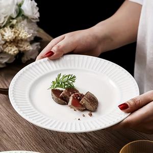 Piring makan porselen putih, set piring Salad atau makanan penutup bulat tahan gores bebas timah untuk Oven Microwave - Product Image 5