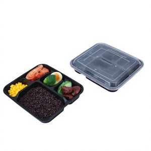 Bol carré jetable en plastique PP recyclable et compatible micro-ondes pour salade, sushi, hamburger, avec gaufrage et vernissage - Product Image 3