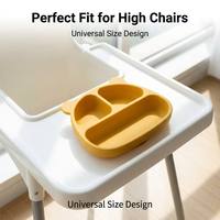 Assiette à ventouse en silicone en forme d'ours, compartimentée, anti-déversement, sans BPA