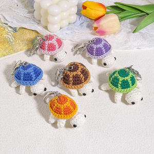 Porte-clés mini tortue au crochet fait main, pendentif animal tricoté mignon, décoration de sac pour <span class=keywords><strong>femme</strong></span>, jouet sensoriel, cadeau, vente en gros - Product Image 1
