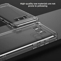 Coque de protection transparente en TPU avec coussin d'air pour S25/M56/Note20/A55/A17, moulage par injection épaissi aux quatre coins