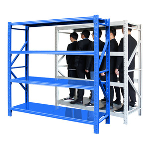 Étagère de rangement métallique légère bleue à 4 niveaux Jinshuo, capacité de 300 kg, unité d'étagère de stockage pour entrepôt - Product Image 1