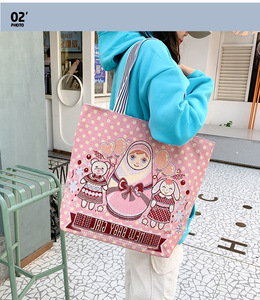 Bolso de Hombro de Lona Estilo Ruso para Estudiantes con Diseño de Muñeca de Dibujos Animados, Bolso Casual para Mujer - Product Image 4