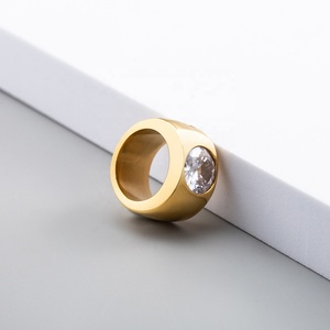Punk Persönlichkeit trend Edelstahl Hypo allergene Beschichtung Gold Runde Zirkon ringe für Männer - Product Image 3