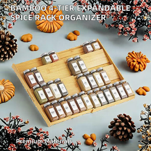 Étagère à épices extensible à deux niveaux en bois, type debout, organisateur de tiroirs à épices pour le <span class=keywords><strong>rangement</strong></span> dans les armoires de cuisine - Product Image 4